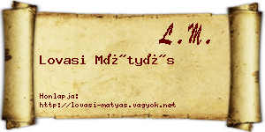 Lovasi Mátyás névjegykártya